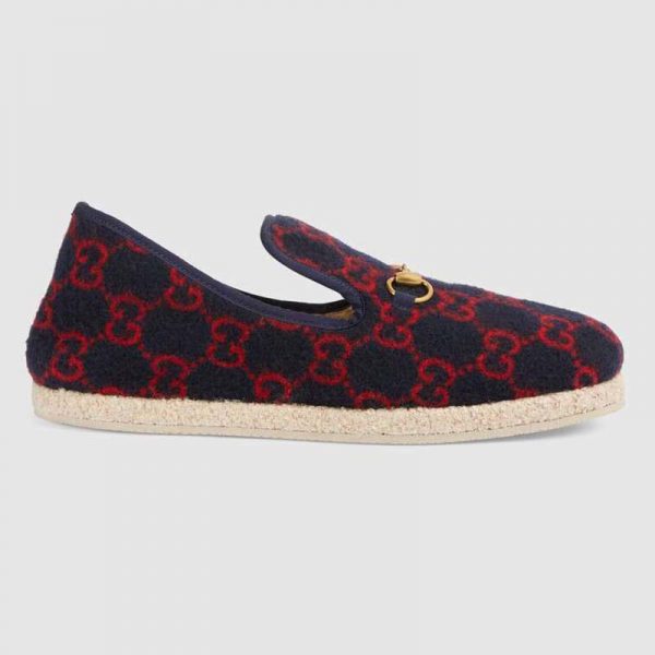 Gucci Unisex GG Wool Loafer in Blue and Red GG Wool (1)