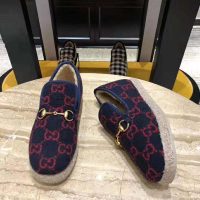Gucci Unisex GG Wool Loafer in Blue and Red GG Wool (1)