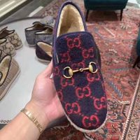 Gucci Unisex GG Wool Loafer in Blue and Red GG Wool (1)