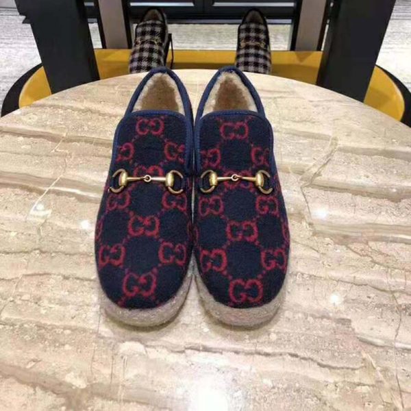Gucci Unisex GG Wool Loafer in Blue and Red GG Wool (7)