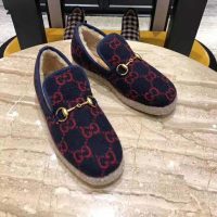 Gucci Unisex GG Wool Loafer in Blue and Red GG Wool (1)