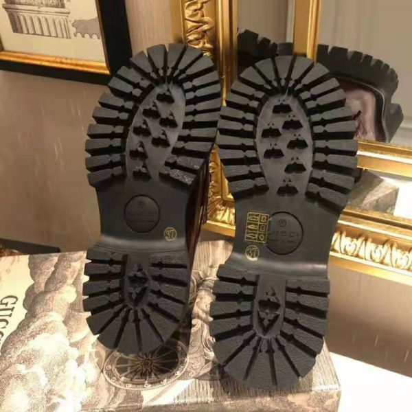 Gucci Unisex Leather Lug Sole Horsebit Loafer in Bordeaux Leather 4.6 cm Heel (8)