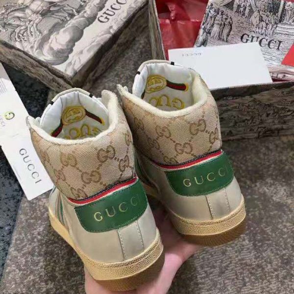 Gucci Unisex Screener GG High-Top Sneaker in Beige Original GG Canvas and Leather (8)