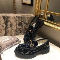 Gucci Women GG Velvet Lug Sole Loafer in GG Velvet 2.5 cm Heel-Navy (1)