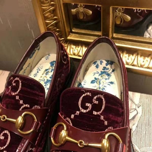 Gucci Women GG Velvet Lug Sole Loafer in GG Velvet 2.5 cm Heel-Red (5)