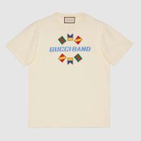 Gucci Women Gucci Band Oversize Print T-Shirt in White Cotton Jersey (6)