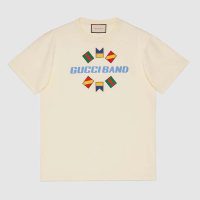 Gucci Women Gucci Band Oversize Print T-Shirt in White Cotton Jersey (6)