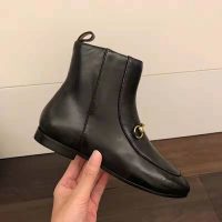 Gucci Women Gucci Jordaan Leather Ankle Boot in Black Leather 1.3 cm Heel (1)