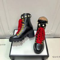 Gucci Women Gucci Leather Ankle Boot in Black Shiny Leather 7.6 cm (1)