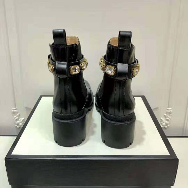 Gucci Women Gucci Leather Ankle Boot with Belt in Black Leather 6 cm Heel (6)