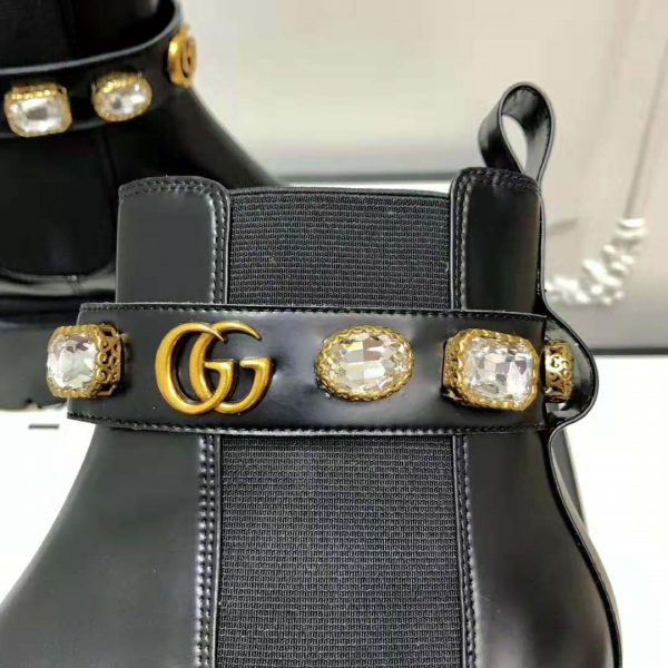 Gucci Women Gucci Leather Ankle Boot with Belt in Black Leather 6 cm Heel (7)