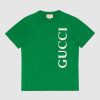 Gucci Women Gucci Print Oversize T-Shirt in Green Cotton Jersey