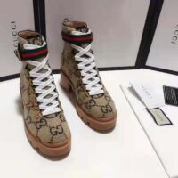 Gucci Women Gucci Zumi GG Wool Ankle Boot in Beige and Ebony GG Wool (1)