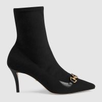 Gucci Women Gucci Zumi Mid-Heel Ankle Boot 7.7 cm Heel-Black (1)