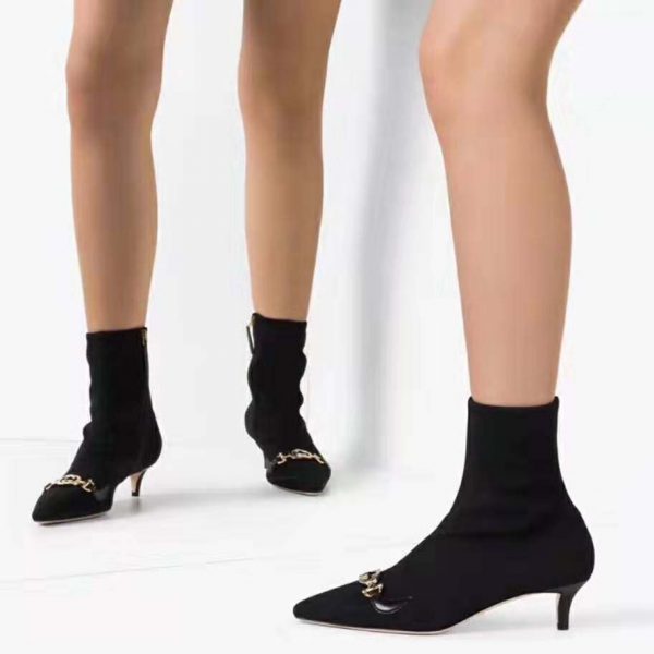Gucci Women Gucci Zumi Mid-Heel Ankle Boot 7.7 cm Heel-Black (10)
