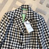 Gucci Women Houndstooth Fitted Jacket in Wool and Cotton-Black (1)