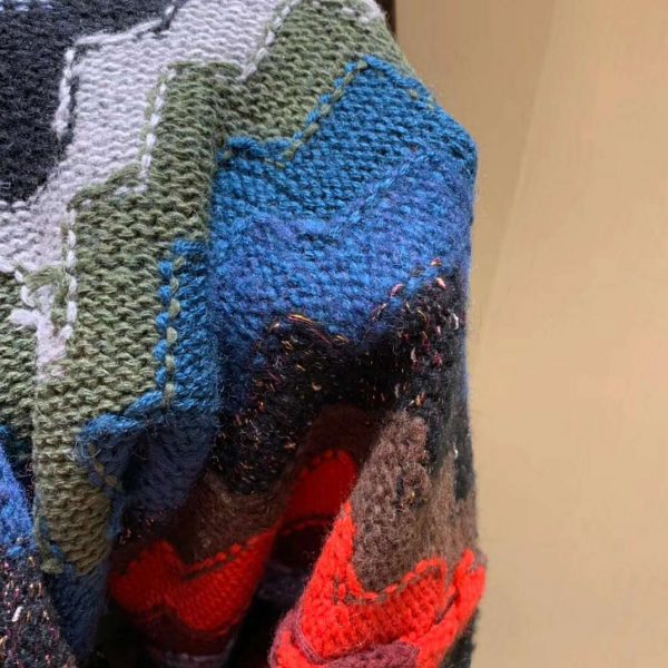 Gucci Women Multicolor Geometric Pattern Wool Knit Mini Dress-Blue (7)