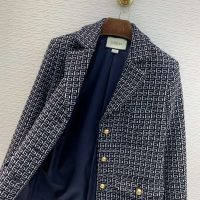 Gucci Women Square G Wool Jacket in Boxy Fit-Navy (7)