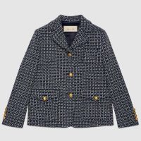 Gucci Women Square G Wool Jacket in Boxy Fit-Navy (7)