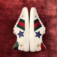 Gucci Women’s Ace Embroidered Sneaker in White Leather with Inlaid Multicolor Stars (1)