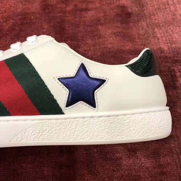Gucci Women’s Ace Embroidered Sneaker in White Leather with Inlaid Multicolor Stars (3)