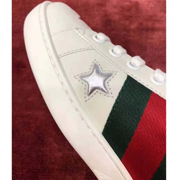 Gucci Women’s Ace Embroidered Sneaker in White Leather with Inlaid Multicolor Stars (7)