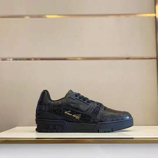 Louis Vuitton LV Men LV Trainer Sneaker-Exclusively Online in Alligator-Embossed Calf Leather-Black (6)