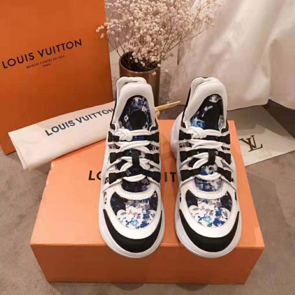 Louis Vuitton LV Unisex LV Archlight Sneaker in Flower-Print Calf Leather-Blue (6)
