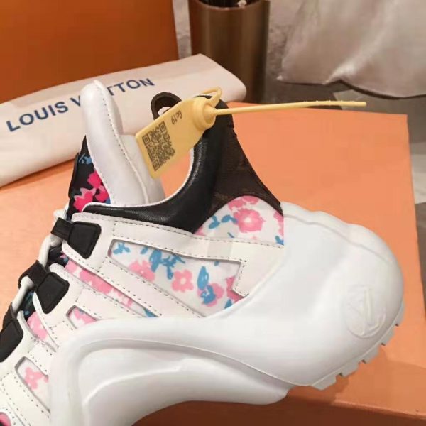 Louis Vuitton LV Unisex LV Archlight Sneaker in Flower-Print Calf Leather-Pink (1)