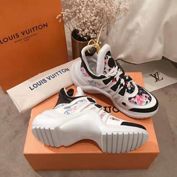Louis Vuitton LV Unisex LV Archlight Sneaker in Flower-Print Calf Leather-Pink (3)