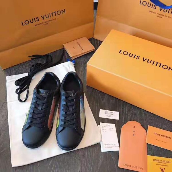 Louis Vuitton LV Unisex LV Sneaker Luxembourg in Iridescent Monogram Textile and Calf Leather-Black (2)