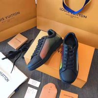 Louis Vuitton LV Unisex LV Sneaker Luxembourg in Iridescent Monogram Textile and Calf Leather-Black (1)