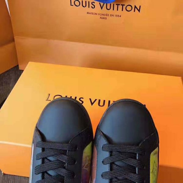 Louis Vuitton LV Unisex LV Sneaker Luxembourg in Iridescent Monogram Textile and Calf Leather-Black (8)
