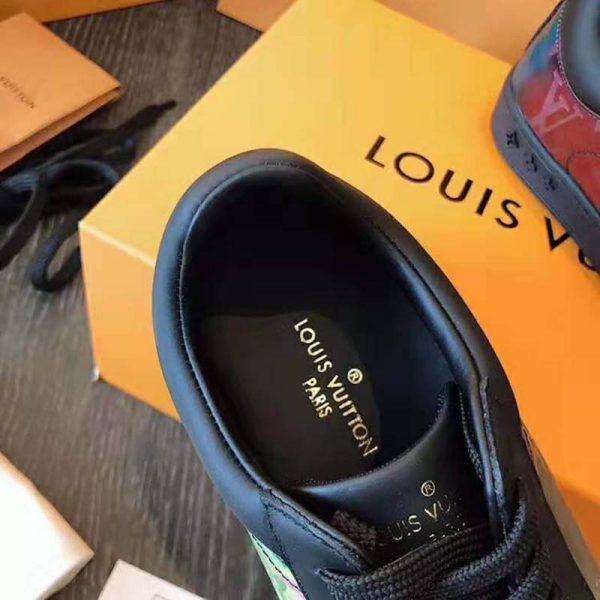 Louis Vuitton LV Unisex LV Sneaker Luxembourg in Iridescent Monogram Textile and Calf Leather-Black (9)