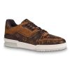 Louis Vuitton LV Unisex LV Trainer Sneaker in Monogram Canvas and Suede Calf Leather-Brown