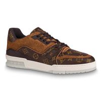 Louis Vuitton LV Unisex LV Trainer Sneaker in Monogram Canvas and Suede Calf Leather-Brown (1)