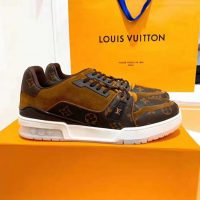Louis Vuitton LV Unisex LV Trainer Sneaker in Monogram Canvas and Suede Calf Leather-Brown (1)