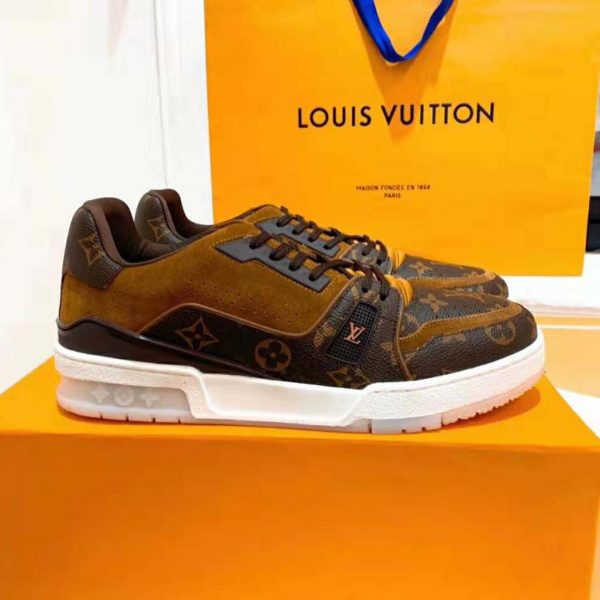 Louis Vuitton LV Unisex LV Trainer Sneaker in Monogram Canvas and Suede Calf Leather-Brown (11)