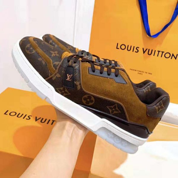 Louis Vuitton LV Unisex LV Trainer Sneaker in Monogram Canvas and Suede Calf Leather-Brown (14)