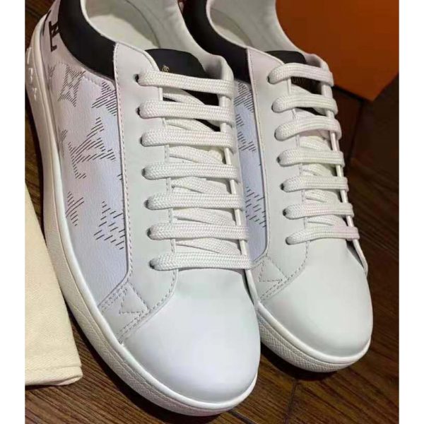 Louis Vuitton LV Unisex Luxembourg Sneaker in White Grained Calf Leather-Black (7)