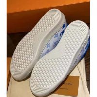 Louis Vuitton LV Unisex Luxembourg Sneaker in White Grained Calf Leather-Blue (1)