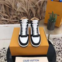 Louis Vuitton LV Unisex Rivoli Sneaker Boot in Monogram Grained Calf Leather-Black (1)