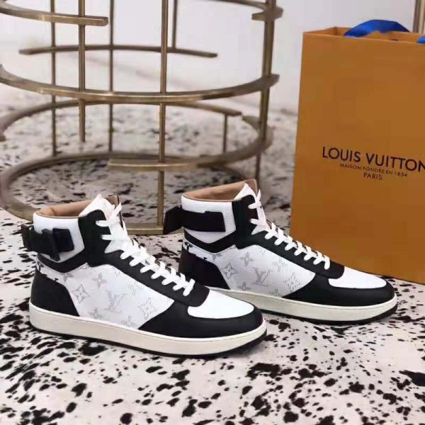 Louis Vuitton LV Unisex Rivoli Sneaker Boot in Monogram Grained Calf Leather-Black (9)