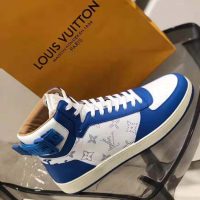 Louis Vuitton LV Unisex Rivoli Sneaker Boot in Monogram Grained Calf Leather-Blue (1)