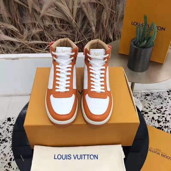 Louis Vuitton LV Unisex Rivoli Sneaker Boot in Monogram Grained Calf Leather-Orange (3)