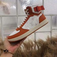 Louis Vuitton LV Unisex Rivoli Sneaker Boot in Monogram Grained Calf Leather-Orange (1)