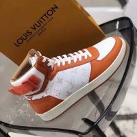 Louis Vuitton LV Unisex Rivoli Sneaker Boot in Monogram Grained Calf Leather-Orange (1)
