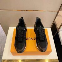 Louis Vuitton LV Unisex Run Away Sneaker in Suede Calf Leather-Black (1)