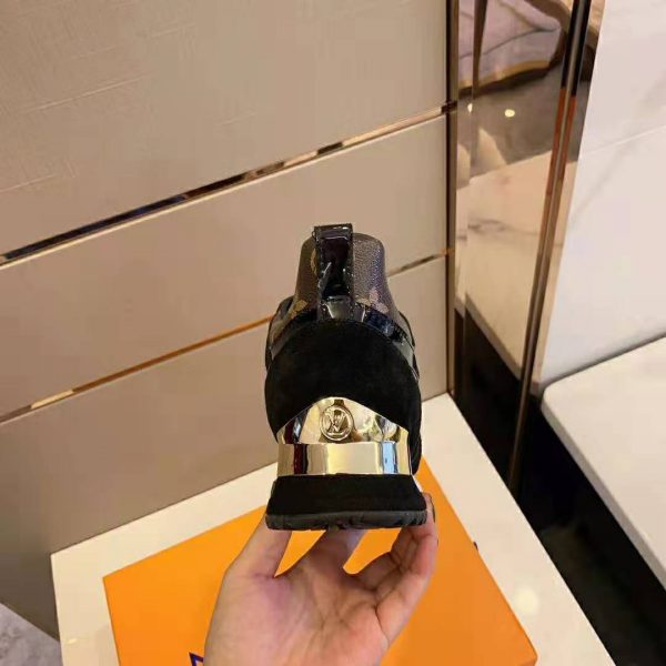 Louis Vuitton LV Unisex Run Away Sneaker in Suede Calf Leather-Black (7)