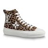 Louis Vuitton LV Unisex Stellar Sneaker Boot in Pony-Styled Calf Leather with Giant LV Monogram Flowers-Brown